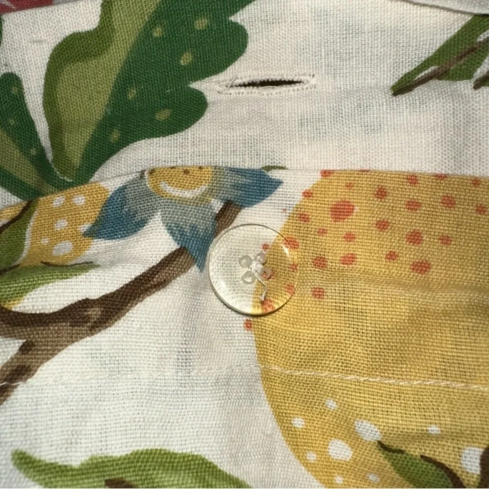 RARE Pottery Barn Jocelyn Lemons & Birds Floral Duvet Cover KING Botanical Tree
